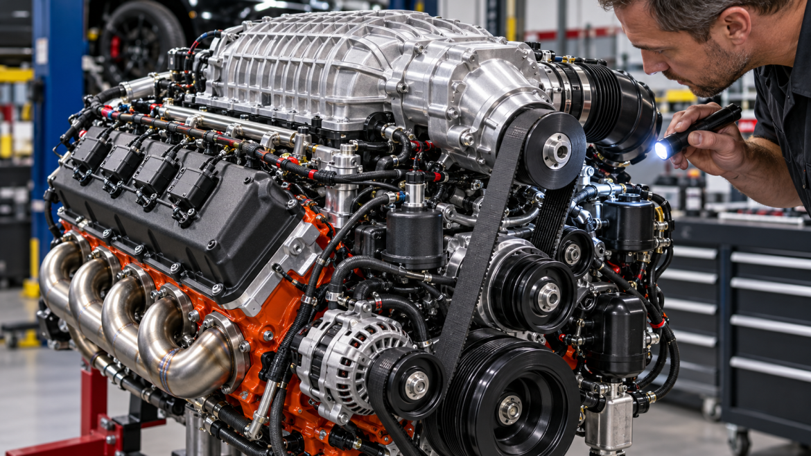 Компресорний Hemi 6.2 Hellcat крупним планом